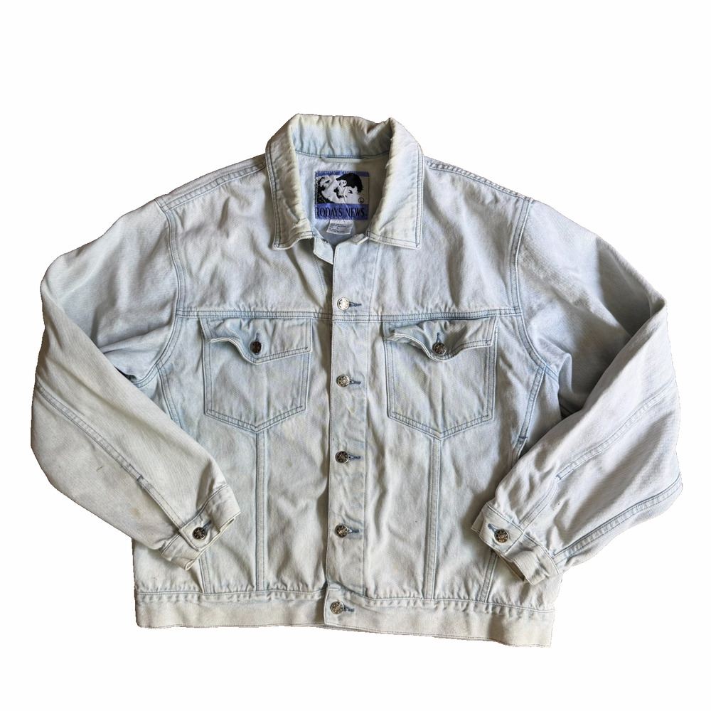 Today's News Vintage Acid Wash Denim Jacket Men's Large 80s 90s Jean